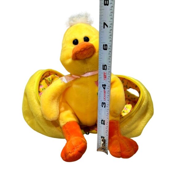 Easter Plush Animal Vintage Duck Chick in Zipper Stuffed Egg 8" Plushland 2000 - Picture 10 of 10